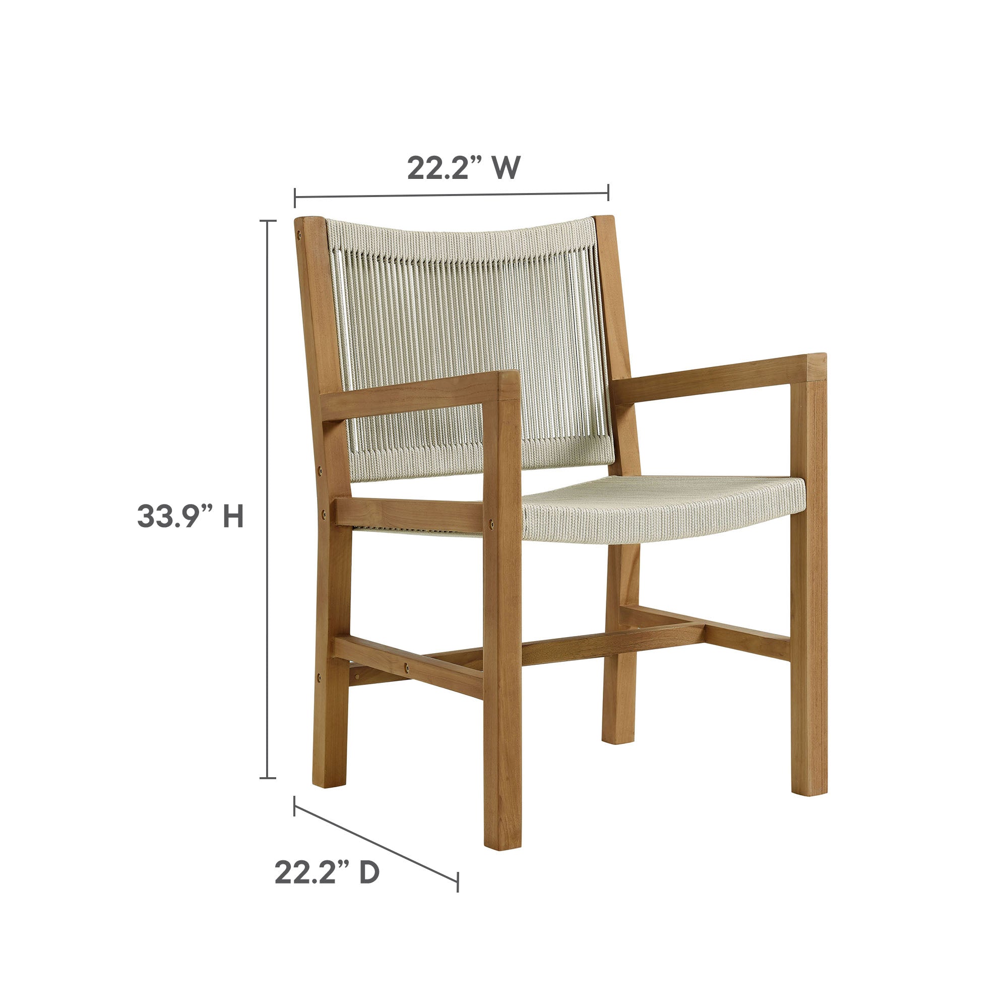 Modway - Vienna 3-Piece Outdoor Patio Teak and Rope Dining Set with Armchairs - EEI-6940