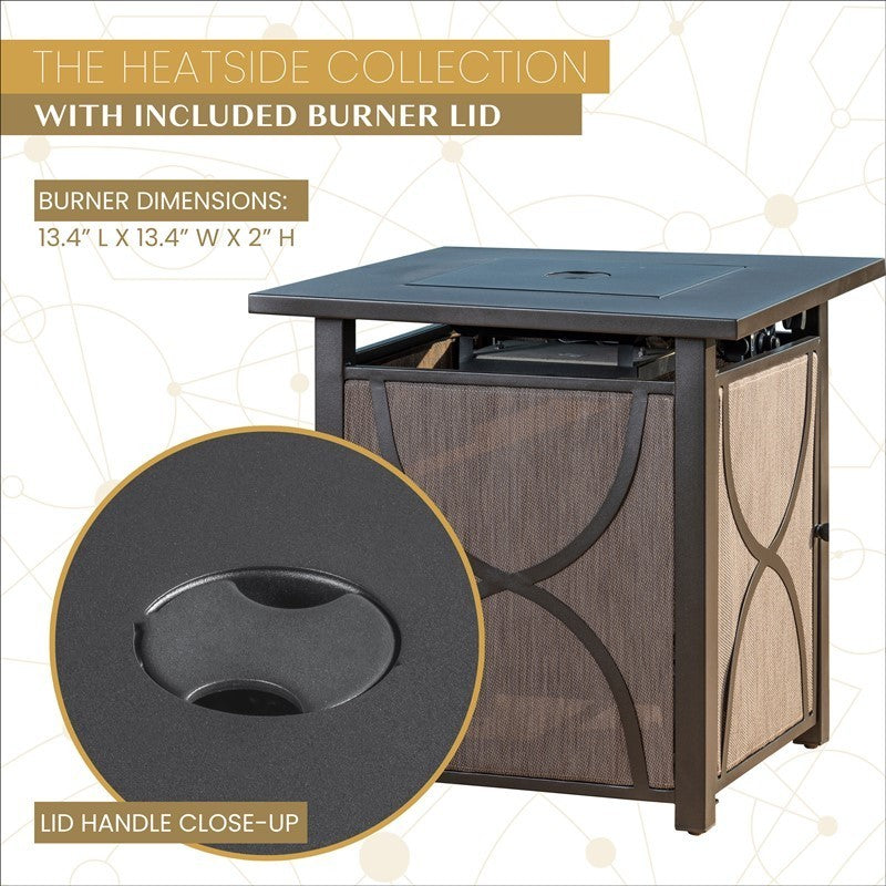 Mod Furniture - Heatside 40,000 BTU Tile-Top Gas Fire Pit Table with Burner Cover and Fire Glass | HEATSIDE1PCFP