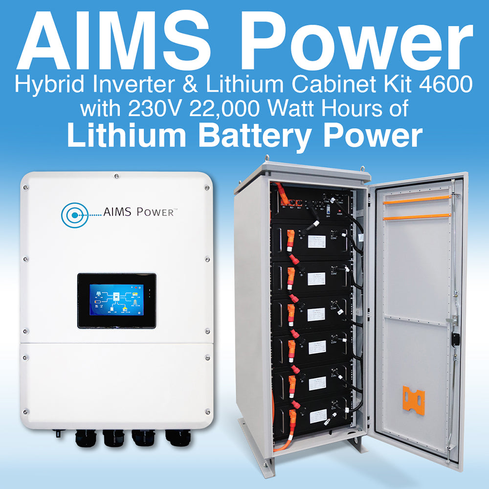 Aims Power - 4600 WATT HYBRID Inverter with 230VDC 96AH 22,114 Watt Hour Battery - KITHY46230BAT