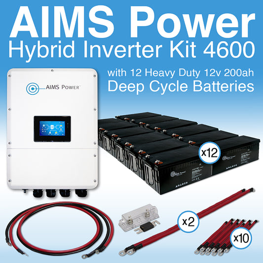 Aims Power - 9600 Watt Hybrid Inverter with 230VDC 96AH 22114 Watt Hour Battery - KITHY96230BAT