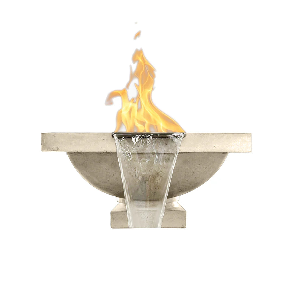 Prism Hardscapes - 29" Ibiza Concrete Fire & Water Bowl NG/LP, Match Lit