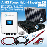 Aims Power - 9600 WATT HYBRID Inverter with 144 VDC 28,800 Watts of Batteries and 9900 Watts of Solar - KITHY96BATSOL