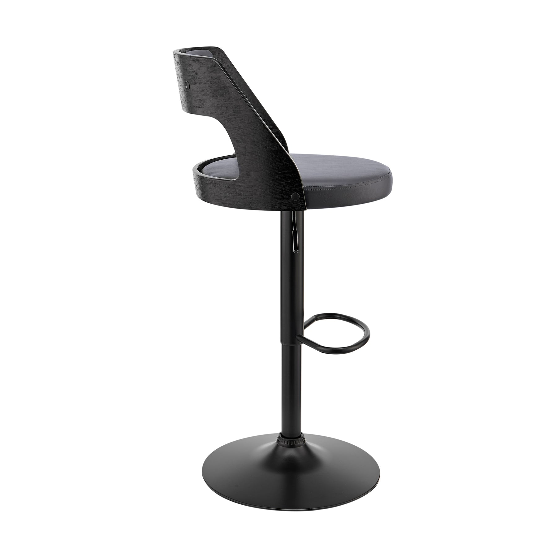 Armen Living - Itzan Adjustable Swivel Grey Faux Leather with Matte Black Base - LCITBABLGR