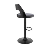 Armen Living - Itzan Adjustable Swivel Grey Faux Leather with Matte Black Base - LCITBABLGR