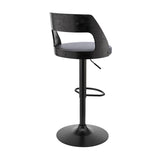 Armen Living - Itzan Adjustable Swivel Grey Faux Leather with Matte Black Base - LCITBABLGR