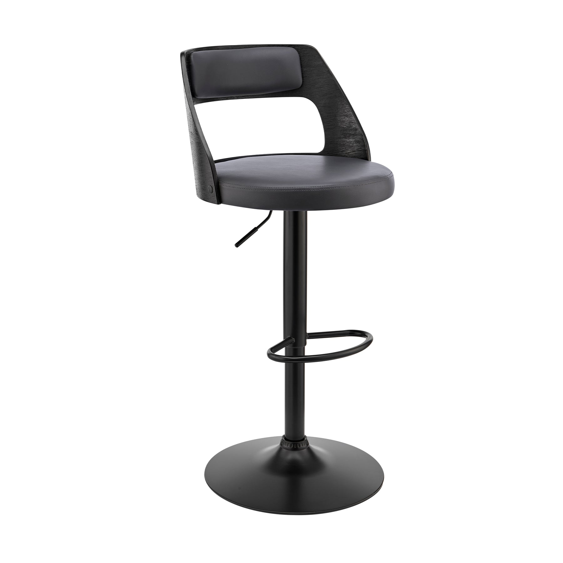 Armen Living - Itzan Adjustable Swivel Grey Faux Leather with Matte Black Base - LCITBABLGR