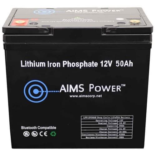 Aims Power - LiFePO4 12 volt 50 AH Lithium Battery - Bluetooth - LFP12V50AB