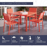 Mod Furniture - Luna Patio Dining Set, Includes 4 Slat Dining Chairs and 41 in. Slat Dining Table | LUNADN5PCST-CR