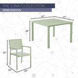 Mod Furniture - Luna 5-Piece Aluminum Modern Outdoor Dining Set with All-Weather 4 Slat Dining Chairs and 41 in. Square Slat Table | LUNADN5PCST-MT