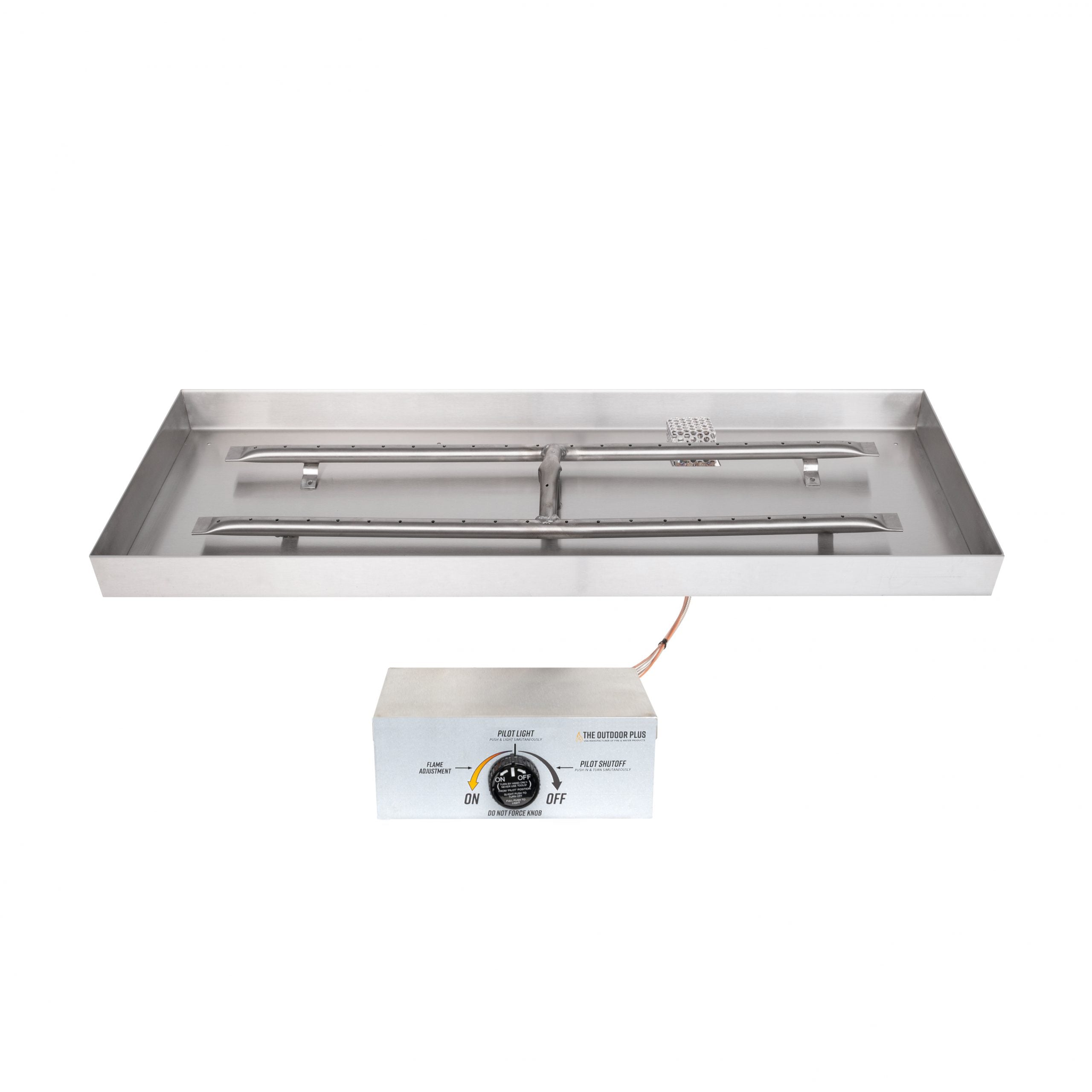 The Outdoor Plus - 24" x 12" Rectangular Lipless Drop in Pan Stainless Steel Linear Burner - OPT-LTRCT2412