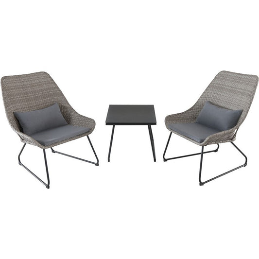 Mod Furniture - Montauk 3-Piece Wicker Patio Seating Set with Gray Cushions | MONTK3PC-GRY