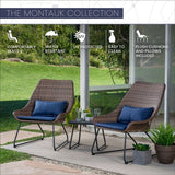 Mod Furniture - Montauk 3-Piece Wicker Patio Seating Set with Navy Cushions | MONTK3PC-NVY