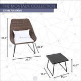 Mod Furniture - Montauk 3-Piece Wicker Patio Seating Set with White Cushions | MONTK3PC-WHT