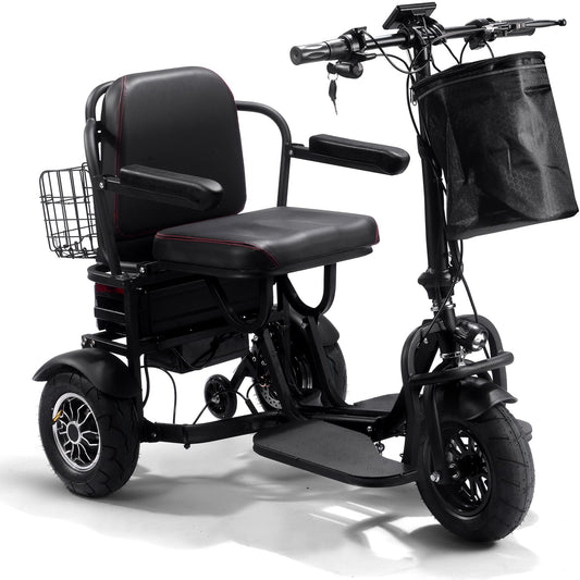 MotoTec - MotoTec Folding Mobility Electric Trike 48v 1000w Dual Motor Lithium Black | FOLD-TRK-1000