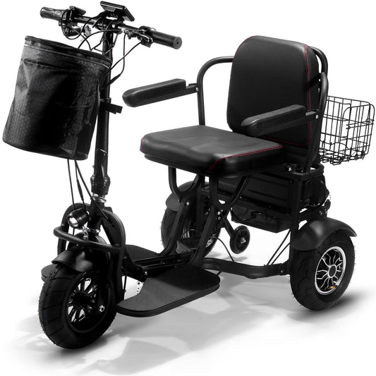 MotoTec - MotoTec Folding Mobility Electric Trike 48v 1000w Dual Motor Lithium Black | FOLD-TRK-1000