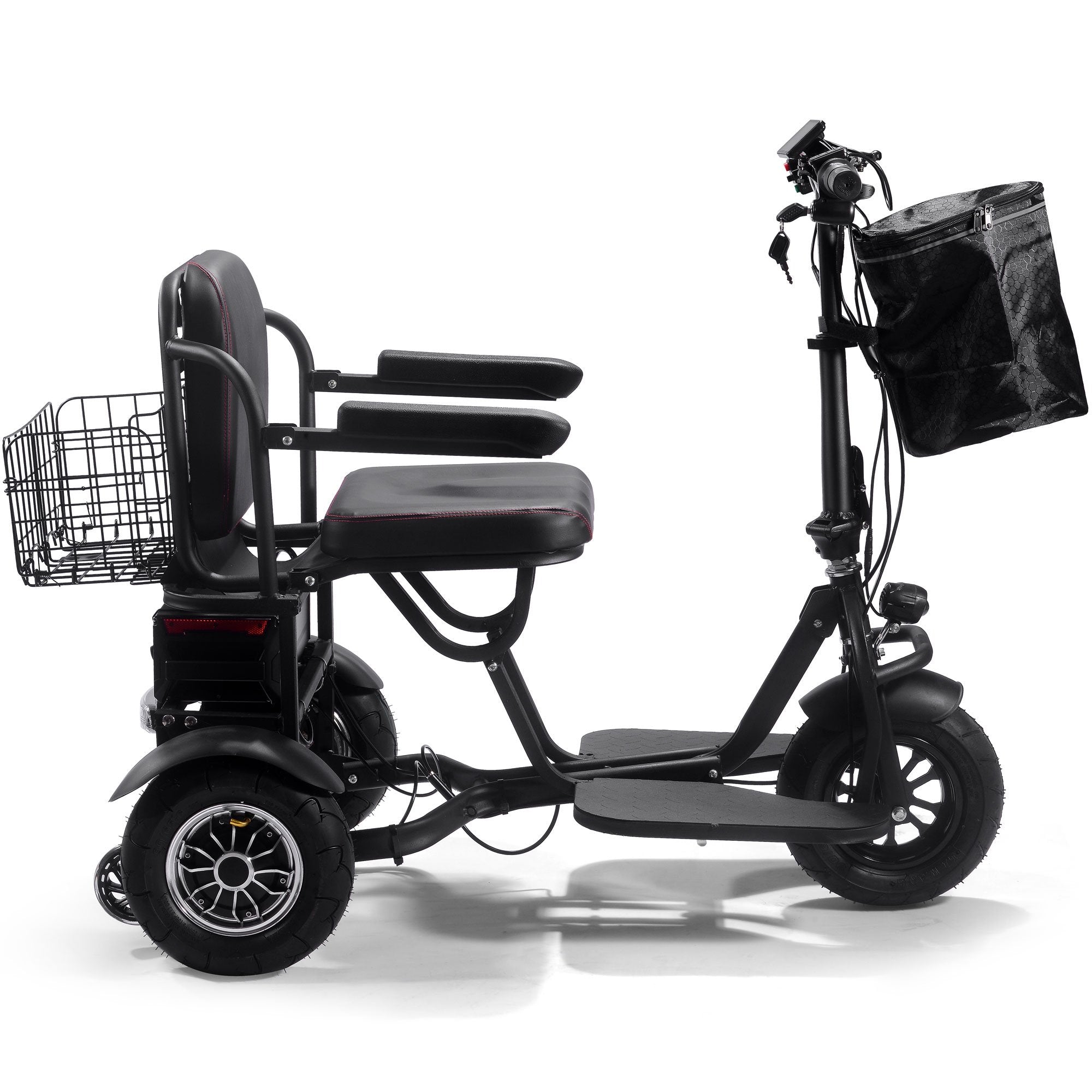 MotoTec - MotoTec Folding Mobility Electric Trike 48v 1000w Dual Motor Lithium Black | FOLD-TRK-1000