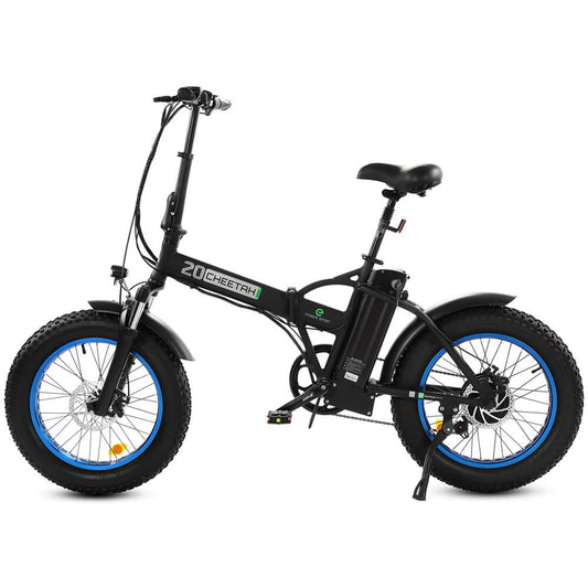 Ecotric 48V Fat Tire Portable And Folding Electric Bike With Lcd Display-Black And Blue