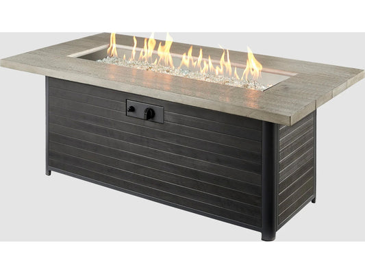 Outdoor Greatroom - Cedar Ridge Steel 61''W x 32''D Rectangular Linear Gas Fire Pit Table with Direct Spark Ignition