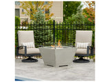 Outdoor Greatroom - 37’’ Wide - Cove Super Cast Concrete Fire Pit Bowl - Natural Grey - Direct Spark Ignition