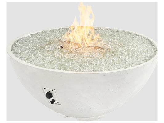 Outdoor Greatroom - 42’’ Width - Cove Edge Concrete White Cove Gas Fire Pit Bowl - Direct Spark Ignition NG