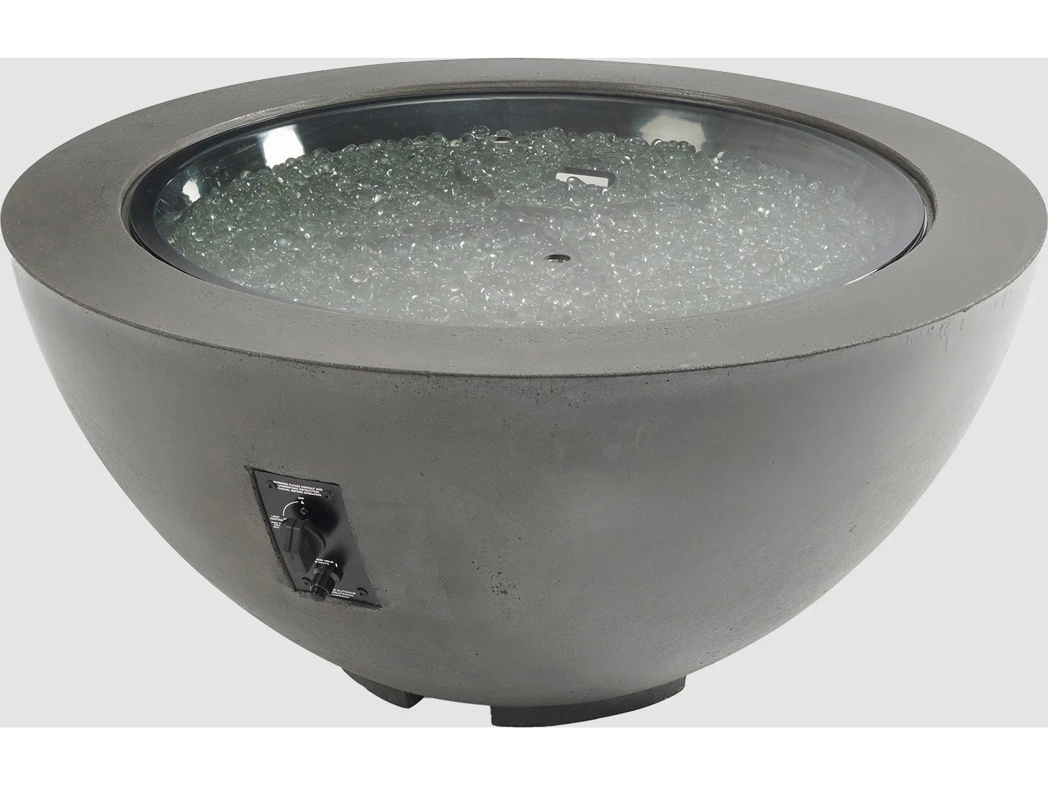 Outdoor Greatroom - 42’’ Wide - Cove Supercast Concrete Fire Pit Bowl - Midnight Mist - Direct Spark Ignition NG