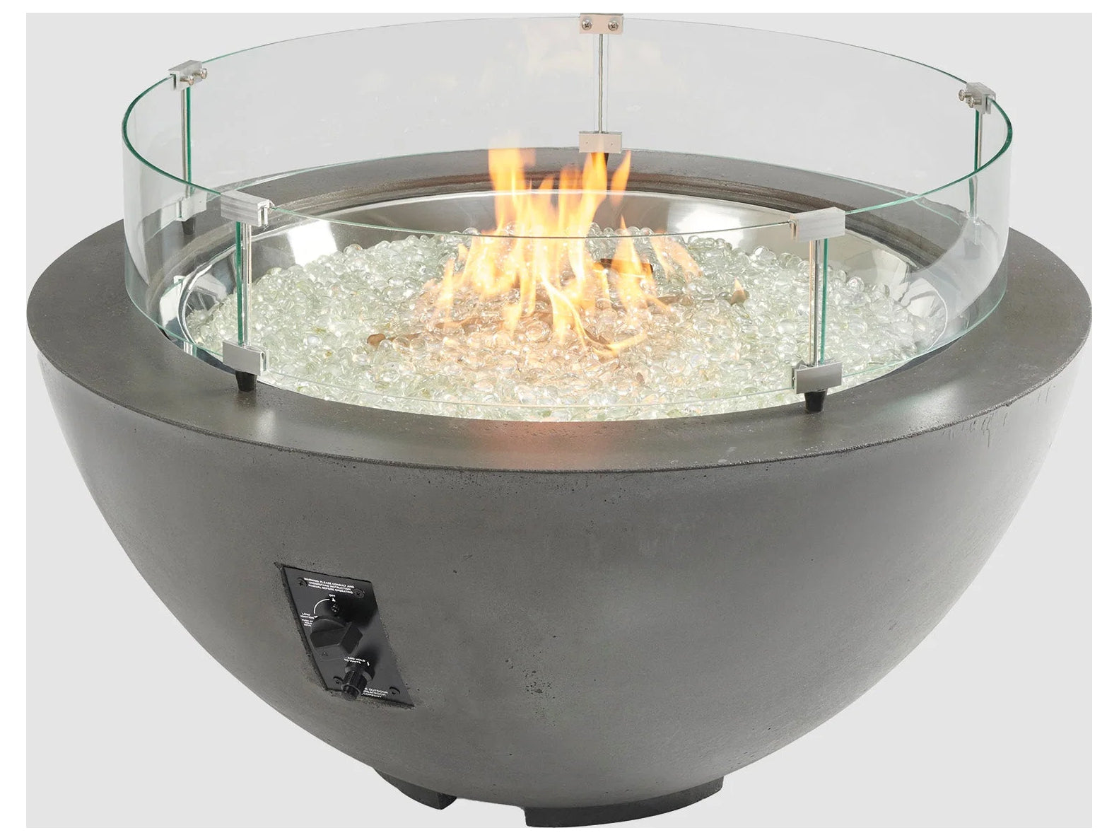 Outdoor Greatroom - 42’’ Wide - Cove Supercast Concrete Fire Pit Bowl - Midnight Mist - Direct Spark Ignition NG