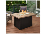 Outdoor Greatroom - 44’‘W x 30’'D - Havenwood Steel Luverne Black Rectangular Driftwood Everblend Top Gas Fire Pit Table