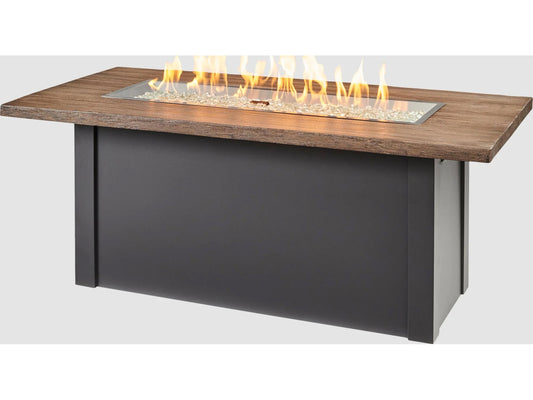 Outdoor Greatroom - 62’‘W x 30’'D - Havenwood Rectangular Driftwood Everblend Top Gas Fire Pit Table - 150 lbs