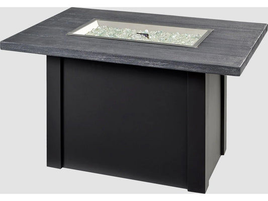 Outdoor Greatroom - 44’‘W x 30’'D - Havenwood Steel Luverne Black Rectangular Carbon Grey Everblend Top Gas Fire Pit Table