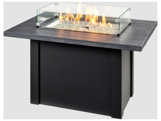Outdoor Greatroom - 62’‘W x 30’'D - Havenwood Steel Luverne Black Rectangular Carbon Grey Everblend Top Gas Fire Pit Table