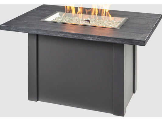 Outdoor Greatroom - 44’‘W x 30’'D - Havenwood Steel Graphite Grey Rectangular Carbon Grey Everblend Top Gas Fire Pit Table