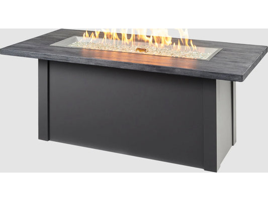 Outdoor Greatroom - 62’‘W x 30’'D - Havenwood Steel Graphite Grey Rectangular Carbon Grey Everblend Top Gas Fire Pit Table with Direct Spark Ignition