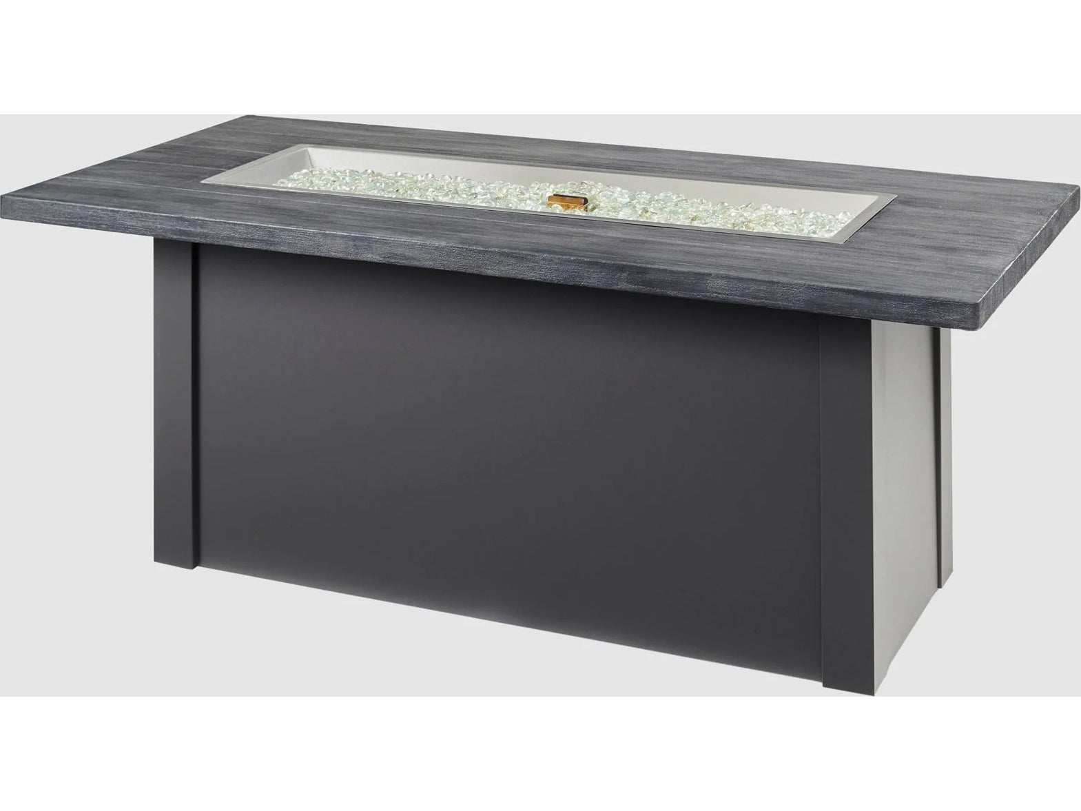 Outdoor Greatroom - 62’‘W x 30’'D - Havenwood Steel Graphite Grey Rectangular Carbon Grey Everblend Top Gas Fire Pit Table with Direct Spark Ignition