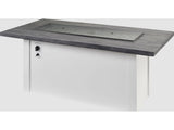 utdoor Greatroom - 62’‘W x 30’'D - Havenwood Steel White Rectangular Carbon Grey Everblend Top Gas Fire Pit Table - Direct Spark Ignition