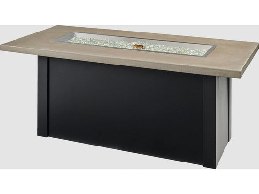 Outdoor Greatroom - 62’‘W x 30’'D - Havenwood Steel Luverne Black Rectangular Pebble Grey Everblend Top Gas Fire Pit Table