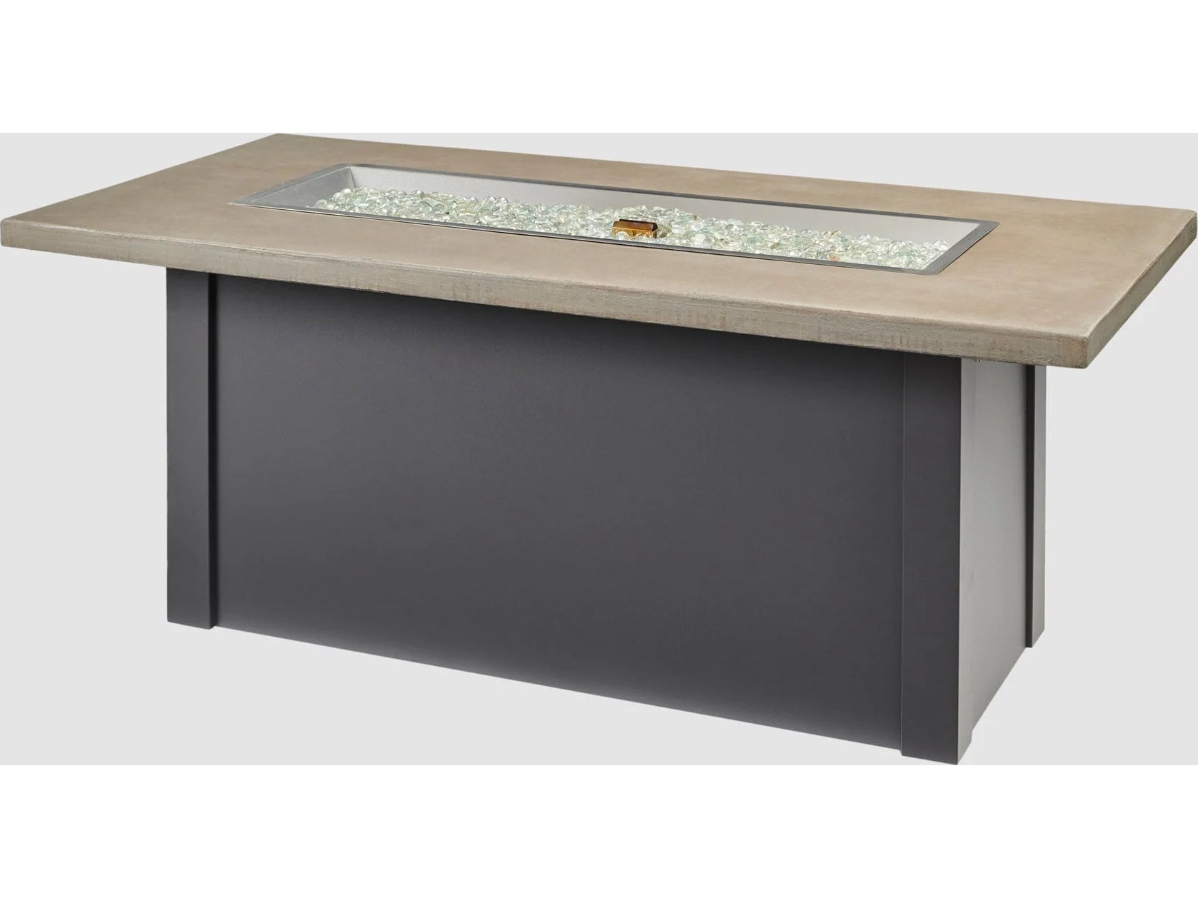 Outdoor Greatroom - 62’‘W x 30’'D - Havenwood Steel Graphite Grey Rectangular Pebble Grey Everblend Top Gas Fire Pit Table with Direct Spark Ignition
