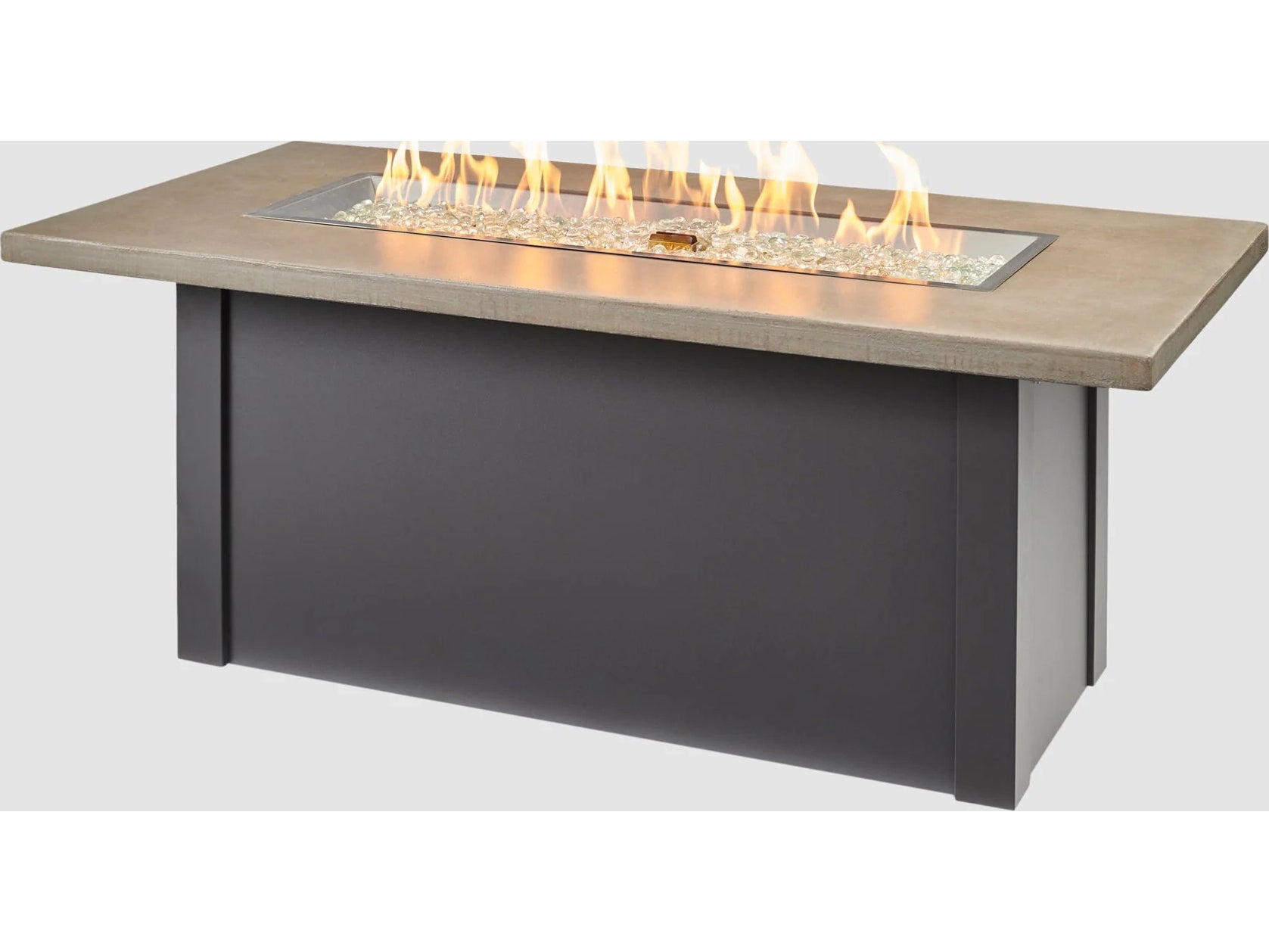 Outdoor Greatroom - 62’‘ x 30’' - Havenwood Rectangular Gas Fire Pit Table - Steel Graphite Grey with Pebble Grey Everblend Top