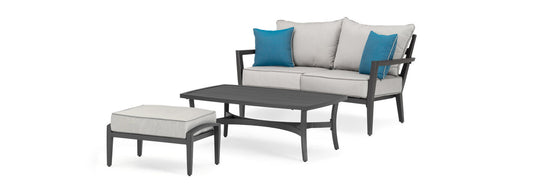 RST Brands - Venetia™ Sunbrella® Outdoor Love Seat, Coffee Table, & Ottoman Set - Gray