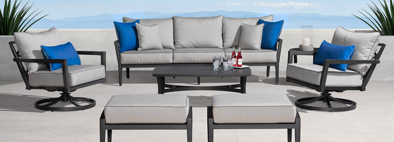 RST Brands - Venetia™ 7 Piece Sunbrella® Outdoor Motion Seating Set - Gray