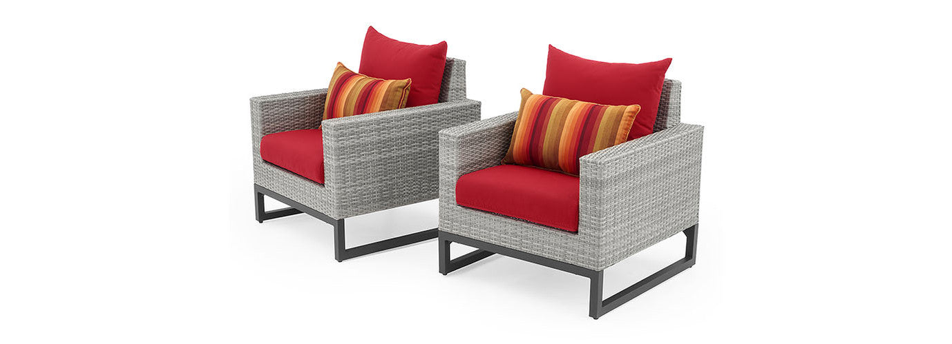 RST Brands - Milo™ Gray Set of 2 Sunbrella® Outdoor Club Chairs | OP-PECLB2-MILO-G