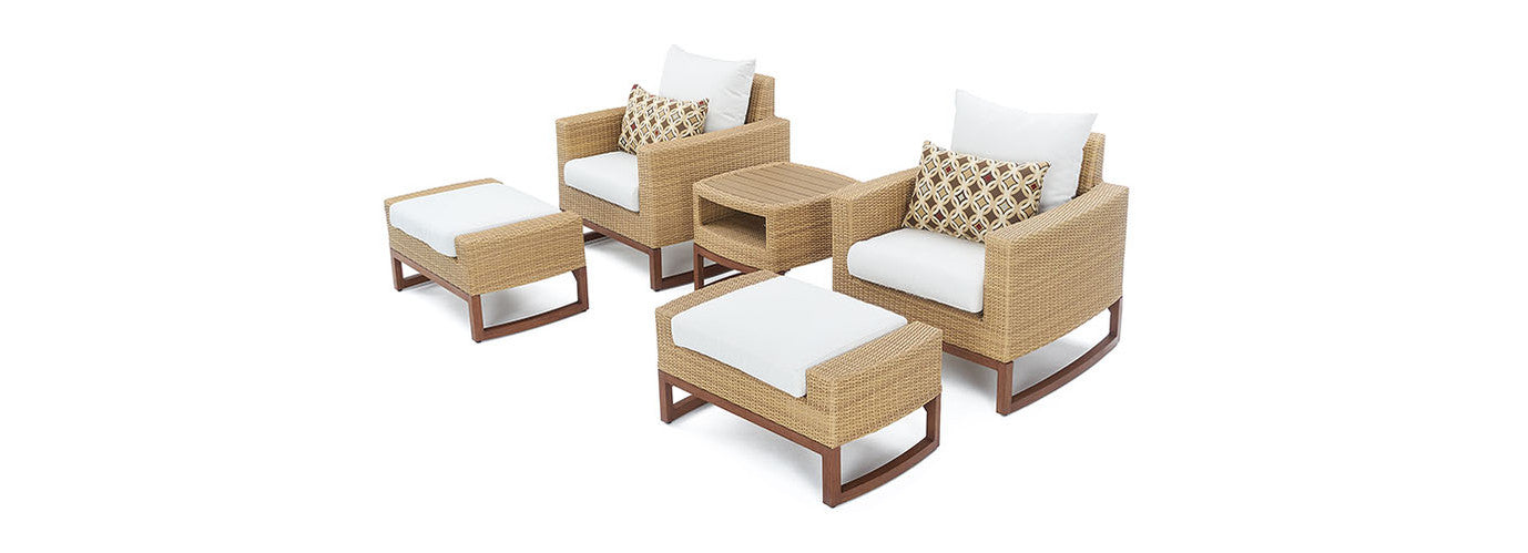 RST Brands - Mili™ 5 Piece Sunbrella® Outdoor Club Chair & Ottoman Set | OP-PECLB5-MIL