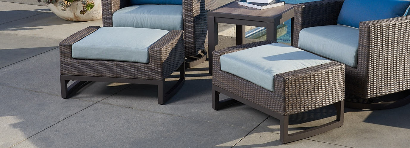 RST - Milea™ Set of 2 Sunbrella® Outdoor Ottomans - Mist Blue