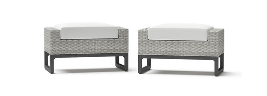 RST Brands - Milo™ Gray Set of 2 Sunbrella® Outdoor Ottomans | OP-PECLBOTTO2-MILO-G