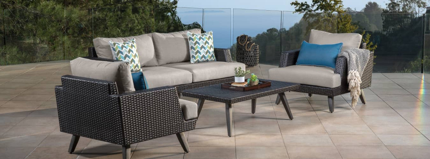 RST Brands - Portofino® Casual 4 Piece Sunbrella® Outdoor Love Seat Group | OP-PESCSG4-PORV
