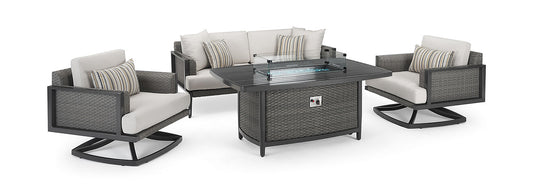 RST Brands - Vistano™ 4 Piece Sunbrella® Outdoor Fire Conversation Seating Set - Gray | OP-PESS4MFT-VST-K
