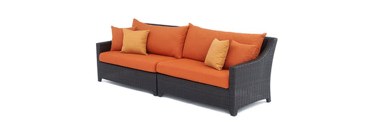 RST Brands - Deco™ 6 Piece Sunbrella® Outdoor Sectional, Table & Umbrella Set - Tikka Orange