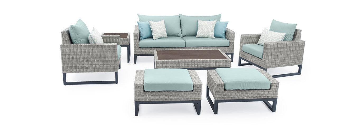 RST Brands - Milo™ Gray 7 Piece Sunbrella® Outdoor Deep Seating Set
