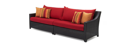 RST Brands - Deco™ 8 Piece Sunbrella® Outdoor Sofa & Motion Club Chair Set - Sunset Red | OP-PESS7MTD-SUN-K