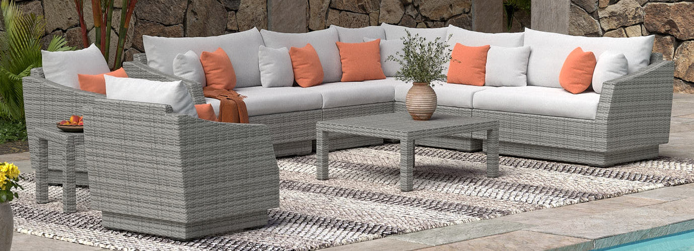 RST Brands - Cannes™ 9 Piece Sunbrella® Outdoor Sectional & Table | OP-PESS9-CNS