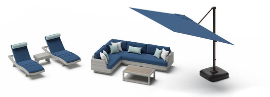 RST Brands - Portofino® Comfort 9 Piece Sunbrella® Outdoor Patio Sectional Seating & Lounge Set With Umbrella | OP-PESS9-PORIII